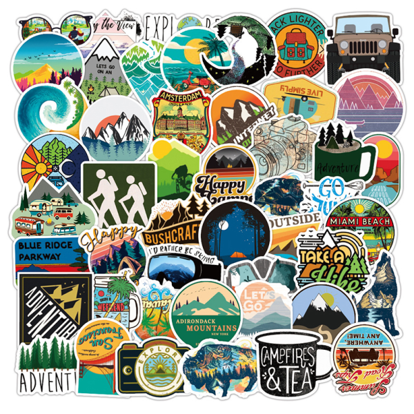 50 stk Vanntett utendørs Wild Summer Travel Stickers Trolley Sk