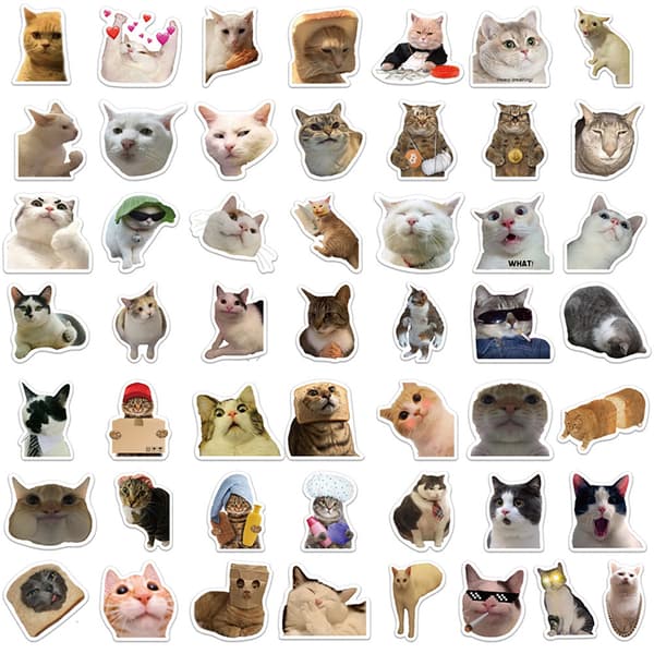 50 stk Cat MEME Animals Stickers Legetøjsgraffiti Decals til børn nr