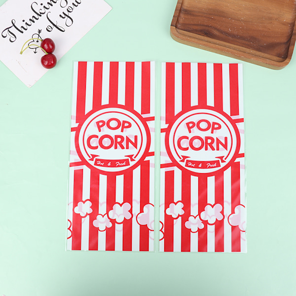 50 stk. Røde lodrette bar Popcorn plastikpose Nougat Biscuit Brød