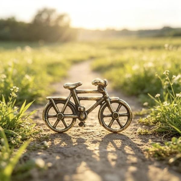 Mini cykelfigur i legering, retro antik finish, udsøgte detaljer
