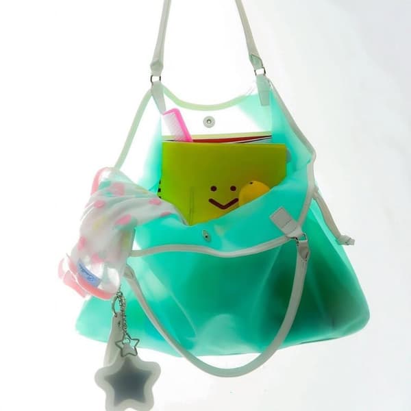 Candy Color Transparent Vandtæt PVC Håndtaske Mode Stor Ca C