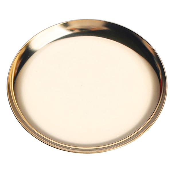 Ins rustfritt stål rundt oppbevaringsbrett Desktop Cosmetics Jewelr Gold