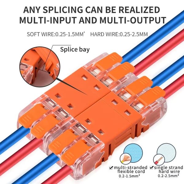 Hurtiggrebs splejsningsledningsforbindere 2/3/4 ben stikbar han/hun 4 Pins
