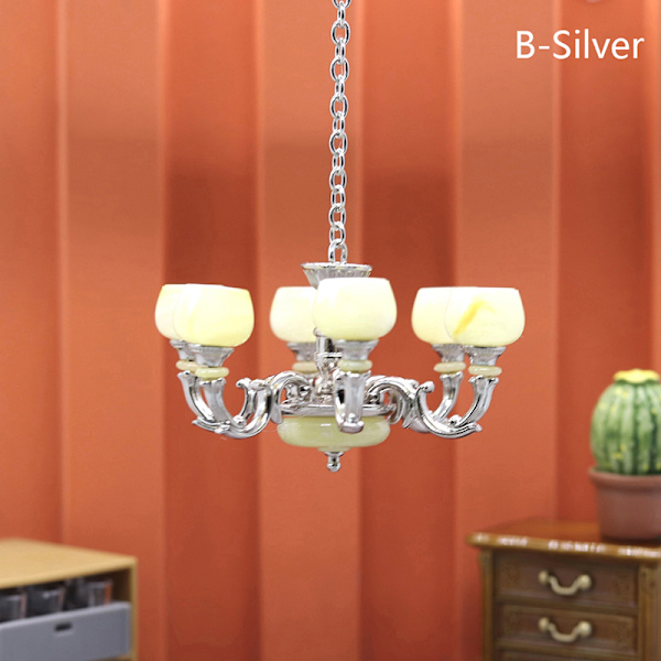 1:12 Dukkehus Miniatyr Lysekrone Light Taklampe Light Fu B