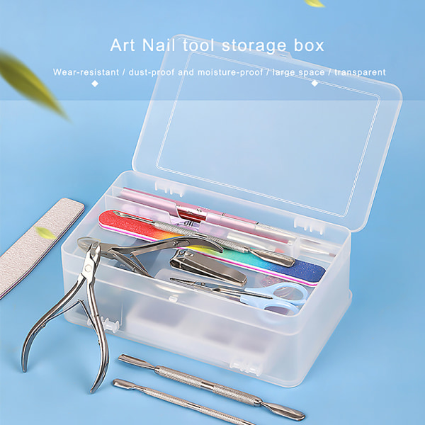 2 Floors Big Space Nail Art Storage Box Työkalut Nail Organizer Ma Clear