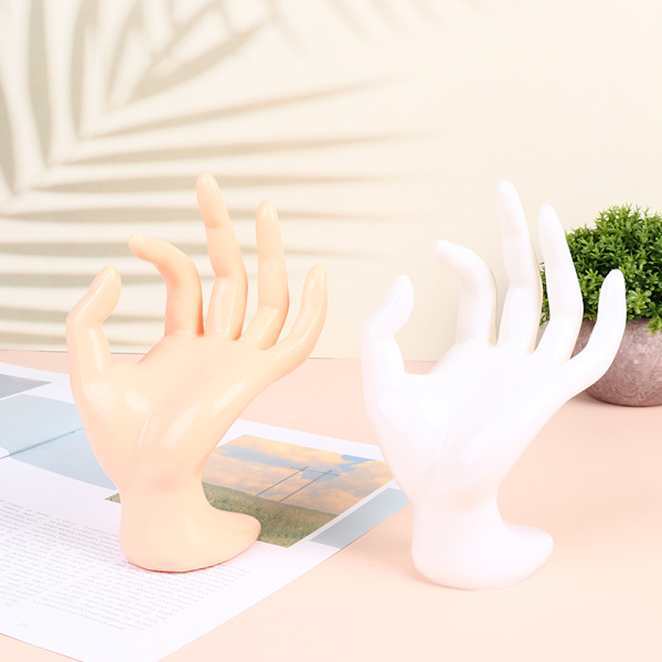 Nyhet OK formet Stand Hand Display Holder For Ring Armbånd N White