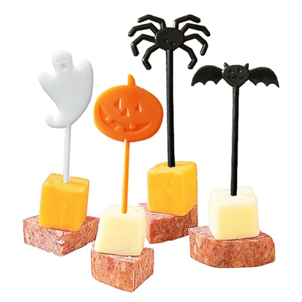 Fruktgaffel Tecknad Mini Djurpumpa Halloween Snacks Cake De Random 8pcs