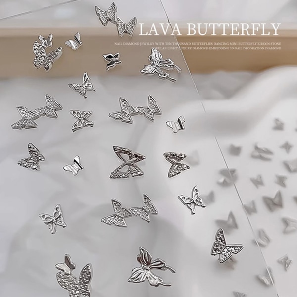 50 stk. 3D Aloy Butterfly Nail Charms Butterfly Nail Gems Nail R