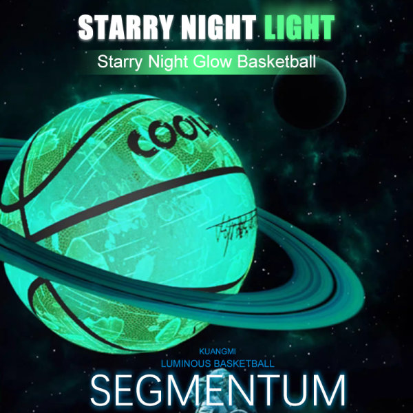 Night Glow Basketball Pu Mjukt Läder Utomhus Anti Slip Basketb Meteor color Number 5 ball