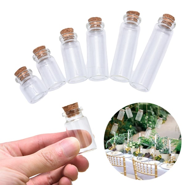 10 STK mini glasflasker med korkprop gennemsigtig flaske 15ml-10pcs
