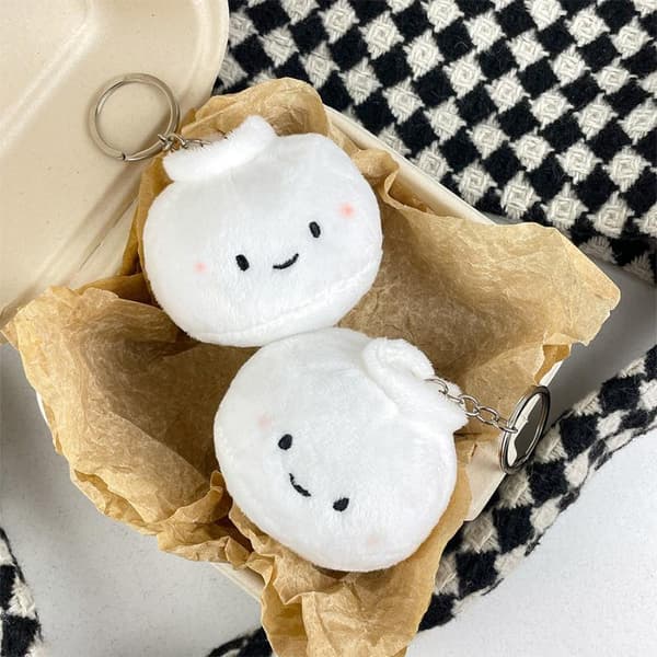 Bedårande Dim Sum Plysch Nyckelring Fluffig Ångad Fylld Bulle Docka E