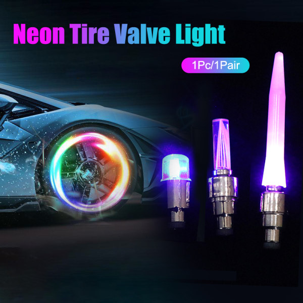 Neon Bike LED Light Tire Valve Light Flash Bildäck Valve Wheel B 1Pair