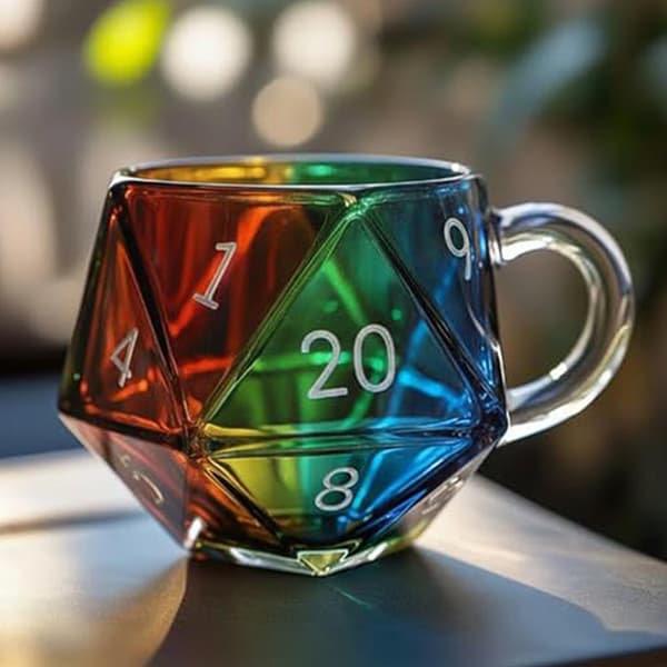 Regnbue D20 Terning Krus Polyedrisk Terning Kaffekopp Med Håndtak Gam