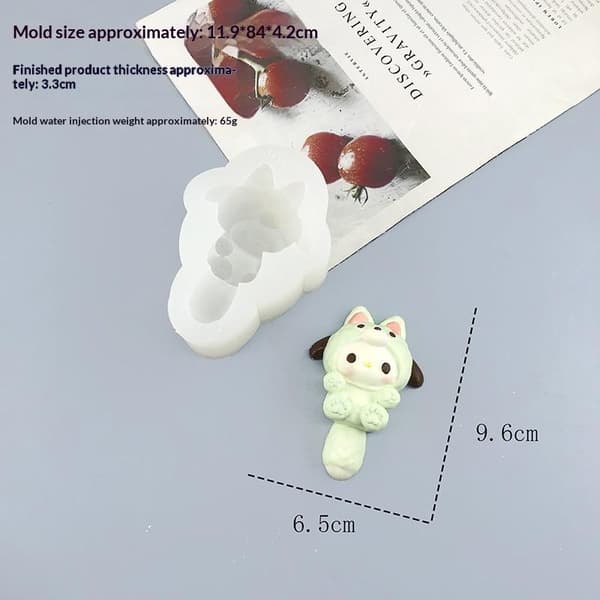 1 stk e Sanrio Stearinlys Silikoneform 3D Kuromi Aromaterapi Plast KT Cat