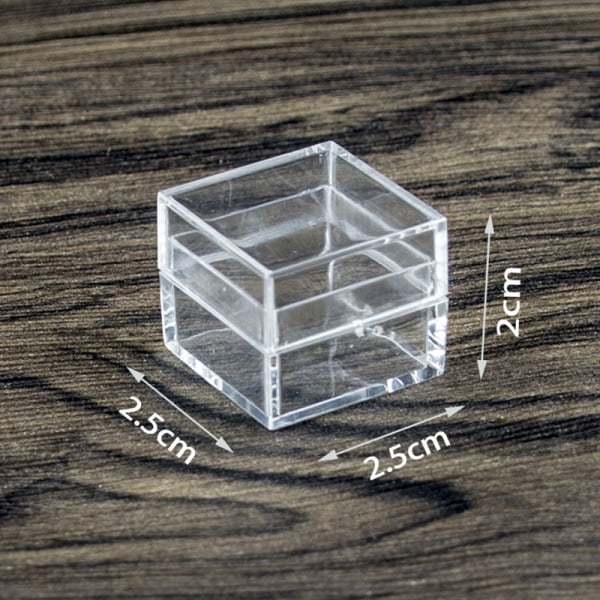 7,5 ml mini lille firkantet dåse gennemsigtig plastikæske smykker Bea