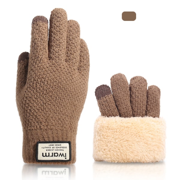 Varme Fingerhandsker til mænd Vinter Dobbeltlags Touch Thicken A7