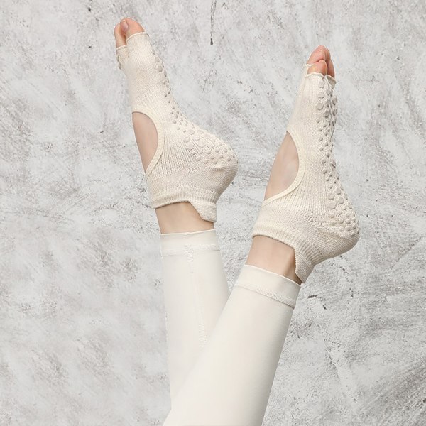 Kvinnor Halvtå Balett Yogastrumpor Halkfri Peep Toe Anti-Slip Pi A1