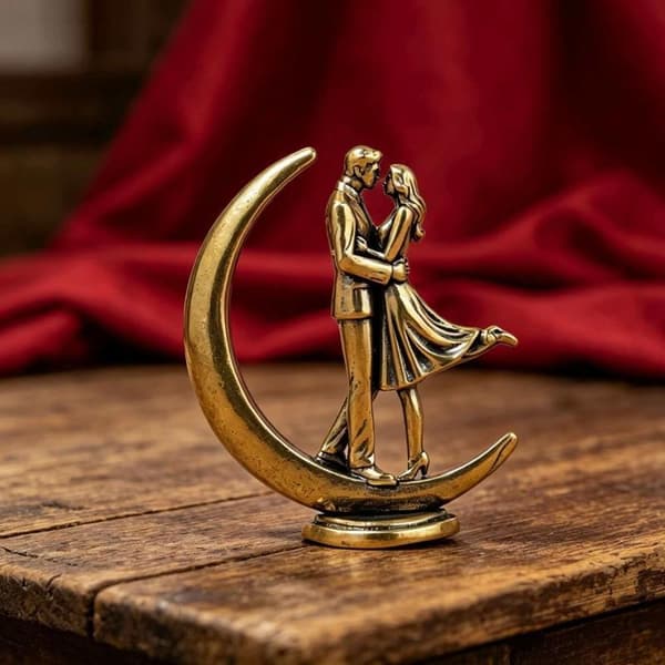 Mässing Par Kramar Staty Modern Konst Figur Handgjord Kärlek