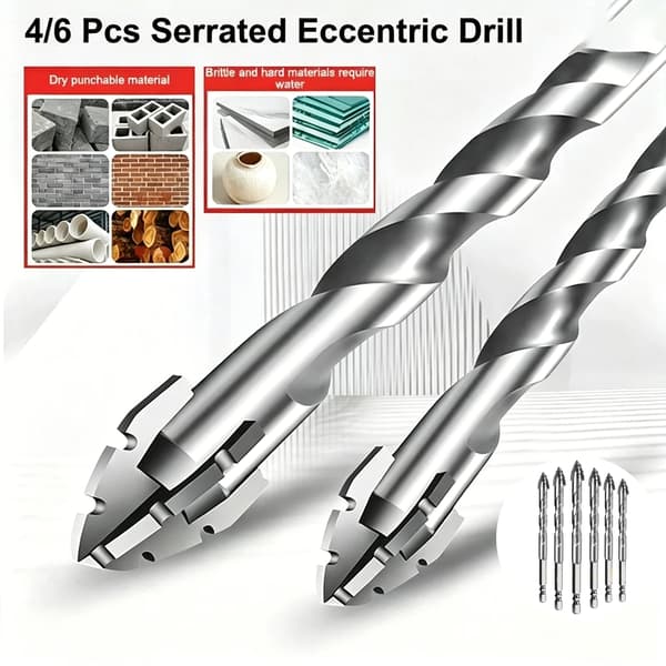 6 stk 5-12 mm karbidbor er egnet for keramiske fliser C Silver A
