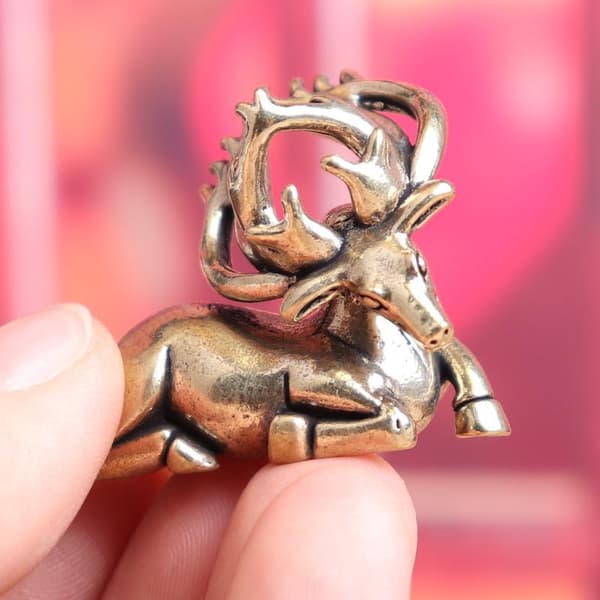 Älgfigurer i massiv mässing Retro Djur Älg Liten Staty Skrivbord