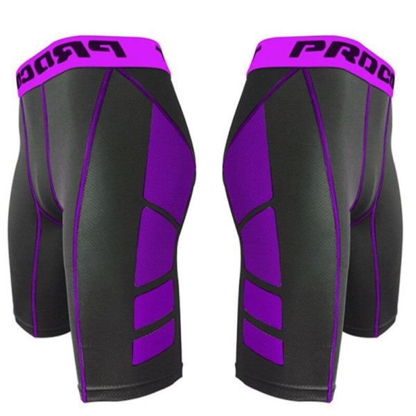 Letter Cykelshorts Sportstight Shorts Herre Fitness Tight Pan purple XL