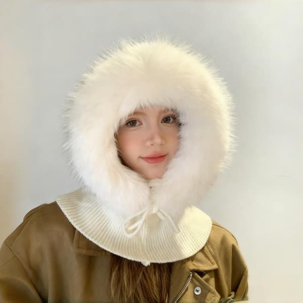 Dame Høst Vinter Polyesterfiber Strikket Lue Trendy Og Ve White