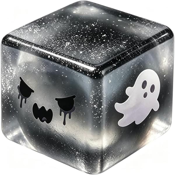 Halloween-kuutio, läpinäkyvä glitter-maltoosilelu A8