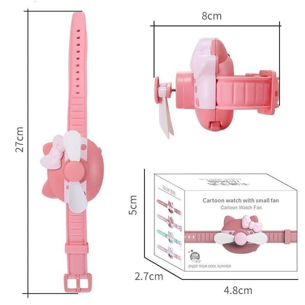 Mini e Cartoon -kellotuuletin, USB-ladattava, voimakas tuuli lapsille A4