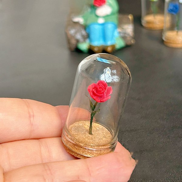 Dukkehus Miniatyr Rose Glass Cover Ornament Little Prince Ros Red