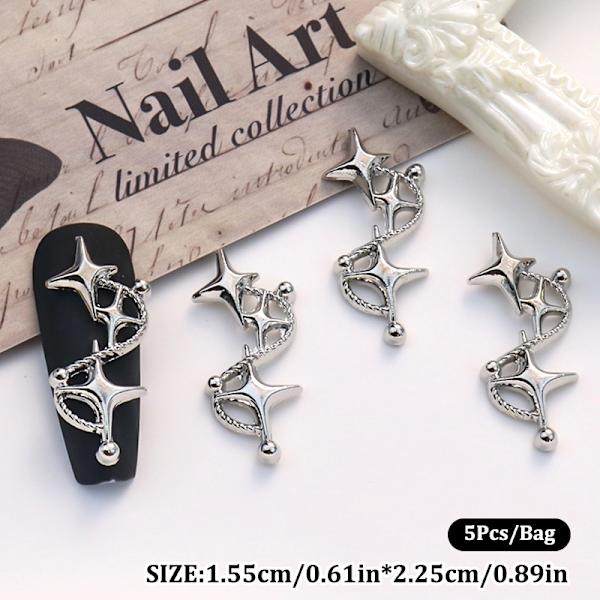 5 Stk Nail Diamond Nail Art Decor Pentagram Star Butterfly Knop A5