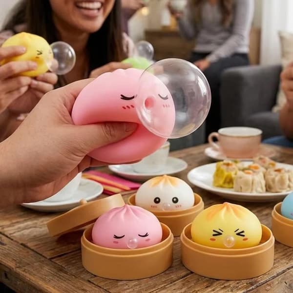 Dumpling Blow Bubbles Legetøj Dumpling Squishies Med Steamer Fidg 1pc