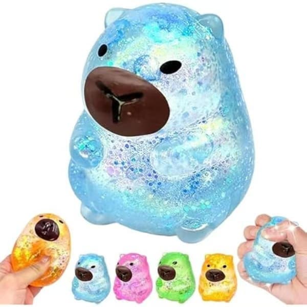 Tegneserie Capybara Dekompression Legetøj Blødt Glitter Gummy Fidget Legetøj A2
