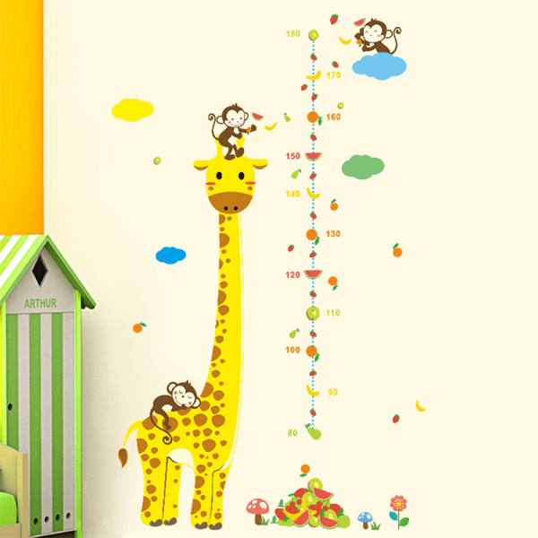 abe giraf børn højde dyr decal indretning wallsticker char