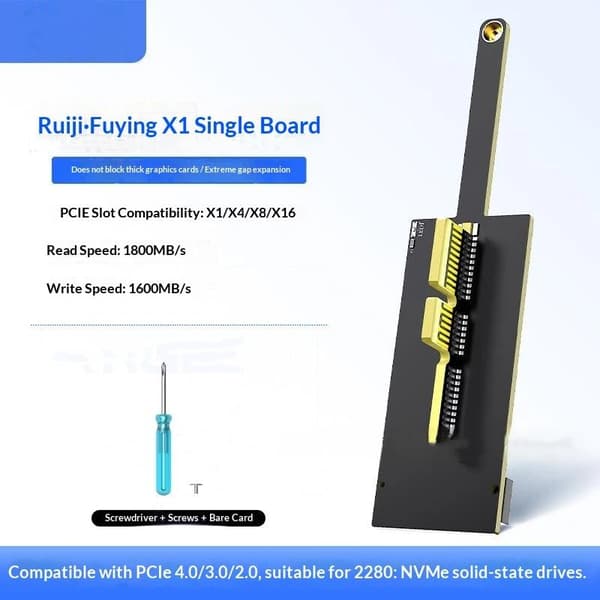 1 kpl PCIe Gen4 X1 - M2 NVMe SSD -sovitinkortti 16 Gbps suurnopeus A2