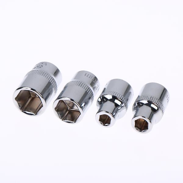 6-24 mm 3/8 kort sekskanttop spejlpoleret forkromet stål D 9mm