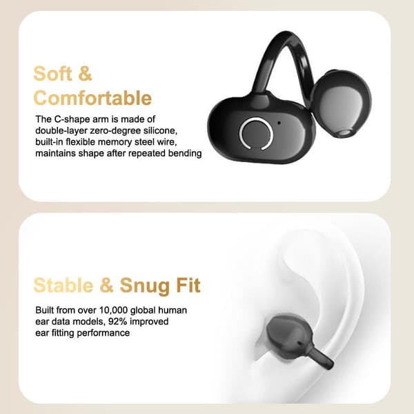 Bluetooth 5.3 Clip On Open Ear Bluetooth-øretelefon HD-lydtråd Purple