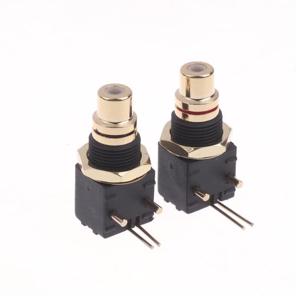 2/4 stk RCA hunnkontakt PCB panelmonteringsadapter rettvinklet Di 1Pair