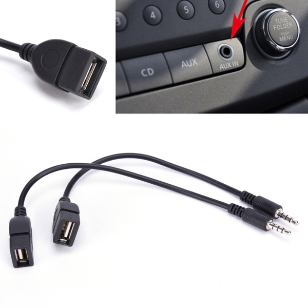 3,5 mm hann AUX lydpluggkontakt til USB 2.0 hunnomformer 0984 | Fyndiq