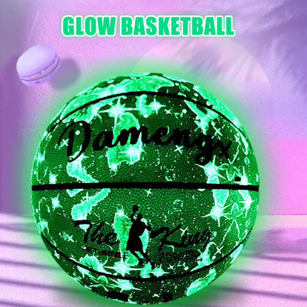 Night Glow Basketball Pu Mjukt Läder Utomhus Anti Slip Basketb Meteor color Number 5 ball