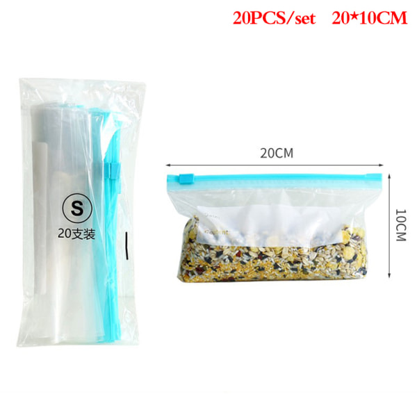 Pakk inn plastemballasjeposer Lagring Gjenbrukbar fryser 20PCS 20*10CM