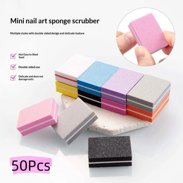 50 stk/pakke Mini Firkantet Svamp Neglebufferblok Dobbeltsidig Te A6