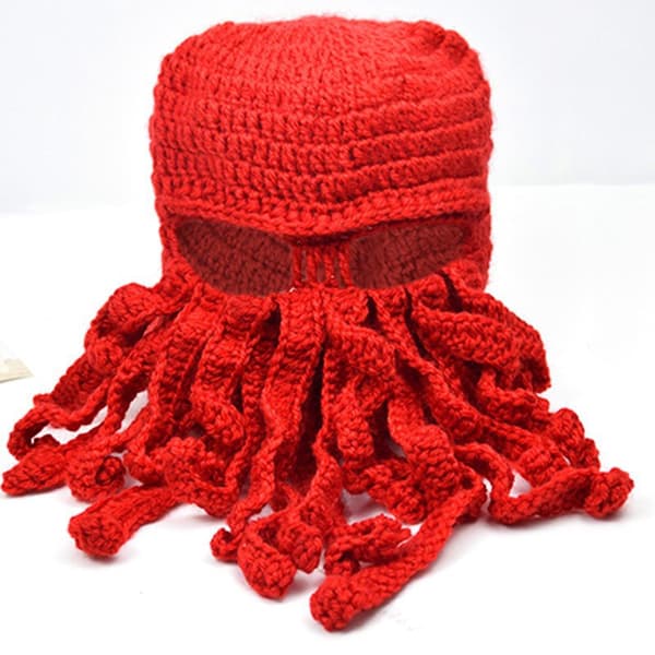 Blæksprutte Blæksprutte Bomuldshat Skør Fest Blækspruttehat Balaclava Hat Red