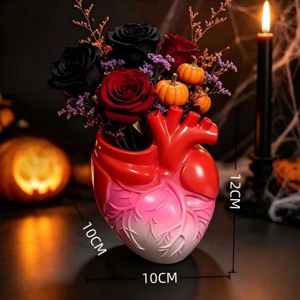 Gotisk Anatomisk Hjerte Harpiks Vase Unik Kraniebase Perfekt Til A10