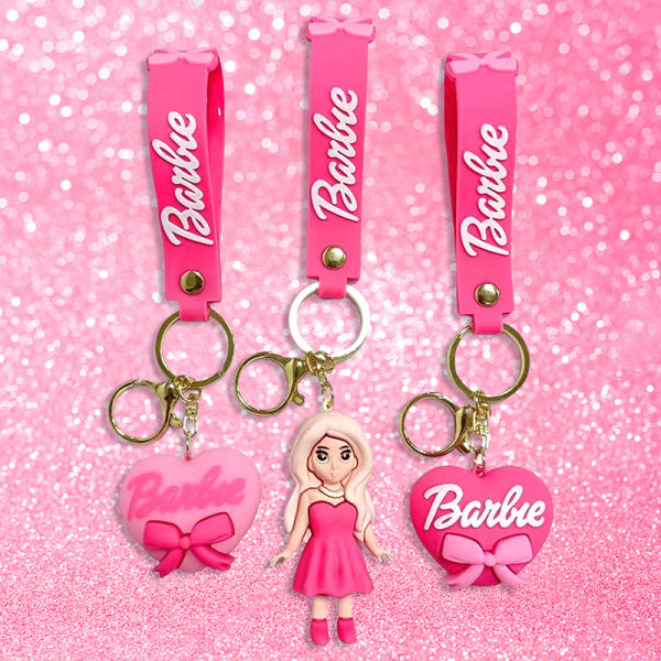 Rosa Barbie nøkkelring dukke anheng kjærlighet nøkkelring hodetelefonveske B