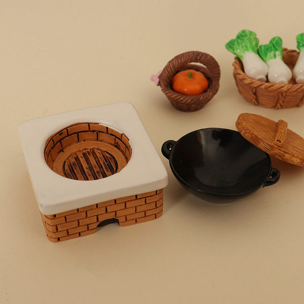 1/12 Dollhouse Simulering Köks Spis & Pot Dollhouse Mini Ve A1