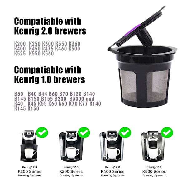 Genanvendelige kaffe K kop Filterkurve K Karaffel kaffekapsler D purple