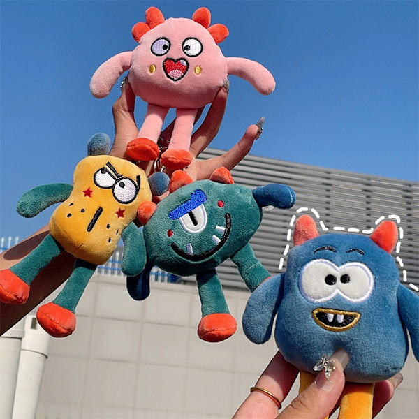 Plysch djurnyckelring Little Monster Cartoon Bag Pendant Girl T Blue