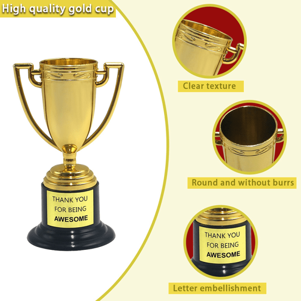 5 stk Plast Golden Mini Award Trophy Leker Premier For Kids Birt A