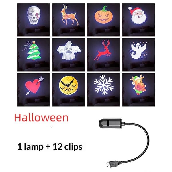 1 set USB-driven jul- och halloweenprojektorlampa för tak och vägg A1