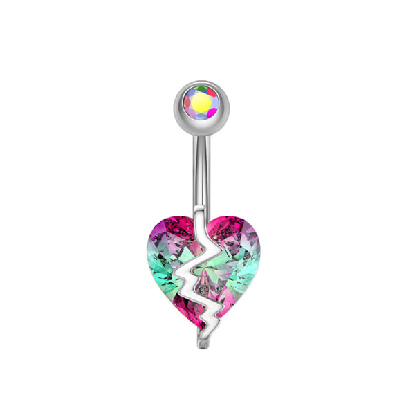 Kirurgisk stål Krystall navle ringer Zircon Heart Navel Pi B